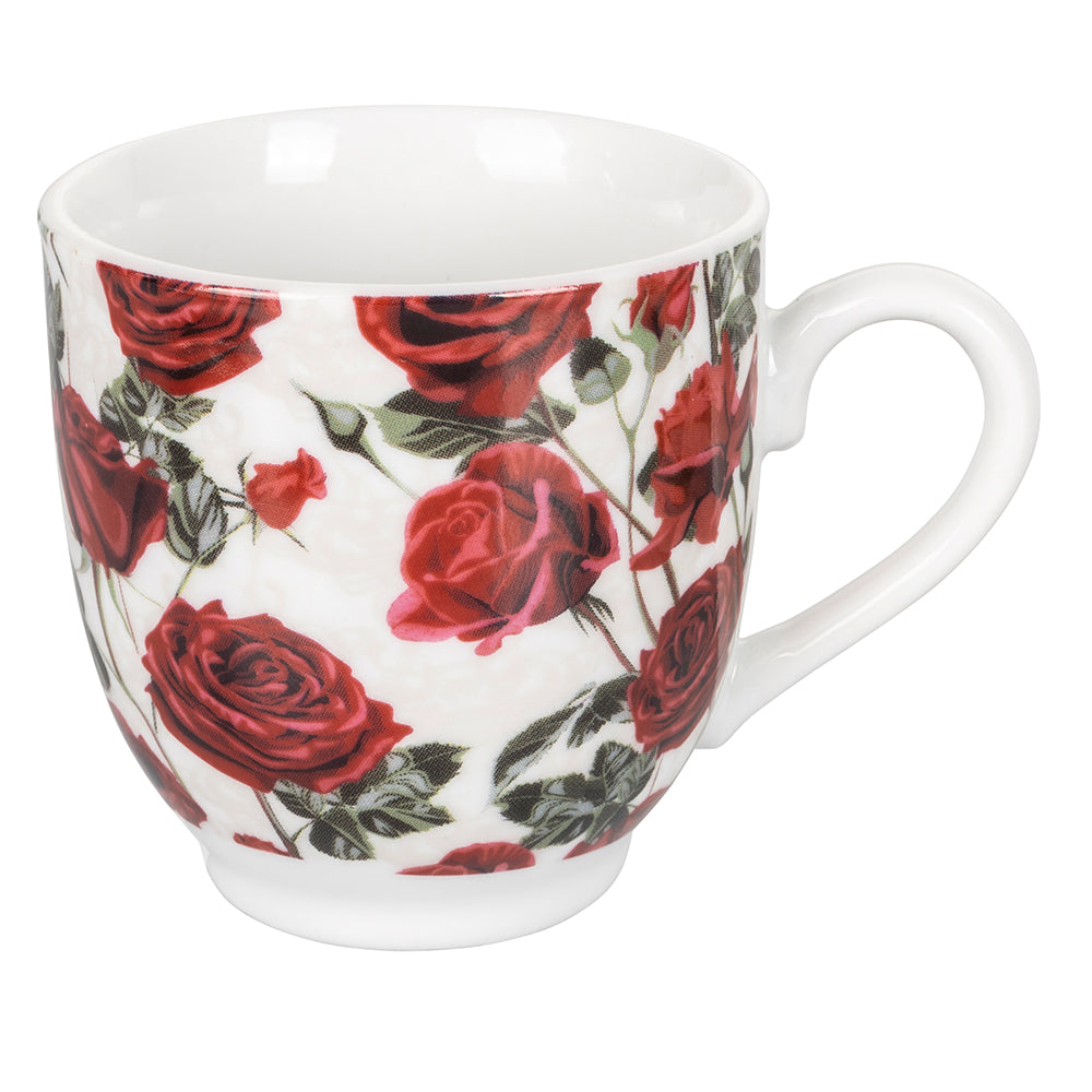 Set di 6 tazzine caffè con piattino rose rosa