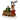 Base albero di Natale in resina con cervo marrone, fiocco rosso e regalo verde, perfetta per allestimenti natalizi eleganti e tradizionali.