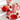 Brocca rossa a righe in ceramica ambientata con fragole
