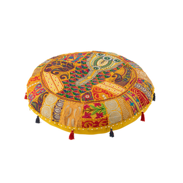 Pouf Rotondo Patchwork Multicolor in Cotone