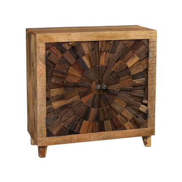 Madia in Legno di Mango con 2 Ante in Legno Riciclato Colore Naturale