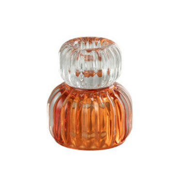 Set 2 Porta Candela T-Light in Vetro Lavorato Colorato h 7,5 cm – Funlight