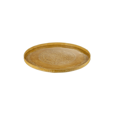 Vassoio Rotondo Classico in Ferro Colore Ocra Small