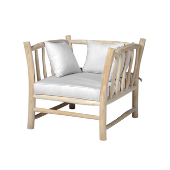 Poltrona da Giardino in Legno Teak con Cuscini Colore Bianco - Serenity