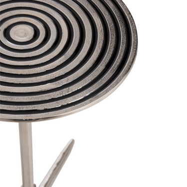 Set 2 Tavolini Moderni in Alluminio Piano Scalanature a Cerchio Colore Argento