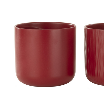 Set 2 Portavasi Assortiti in Ceramica Colore Rosso Ø 26,5 cm - Gen