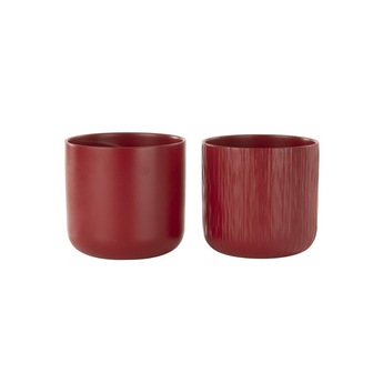 Set 2 Portavasi Assortiti per Piante in Ceramica Colore Rosso Ø 11 cm - Gen