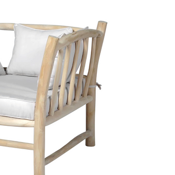 Poltrona da Giardino in Legno Teak con Cuscini Colore Bianco - Serenity