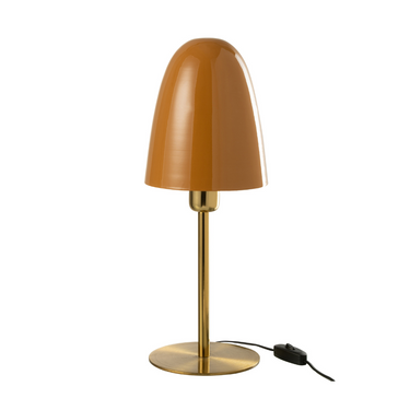Lampada da Tavolo in Metallo Colore Oro e Paralume Colore Ocra h 46.5 cm