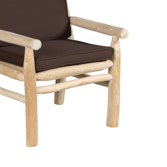 Poltrona da Giardino in Legno Teak con Cuscini Colore Marrone - Zen