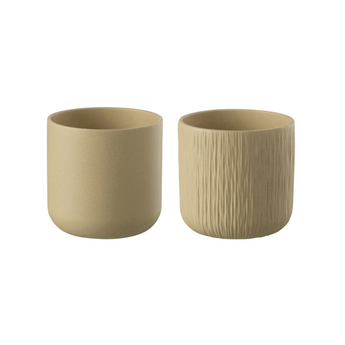 Set 2 Portavaso per Piante in Ceramica Colore Beige Ø 13,5 cm - Gen