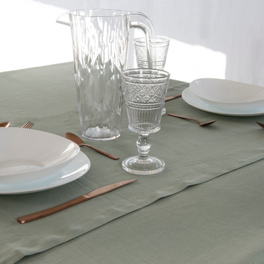 Runner Artigianale 100% Puro Lino 50x160 cm Colore Menta
