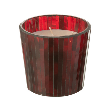 Candela Profumata h 35 con Bicchiere in Vetro Rosso Rubino 11,5x12 cm