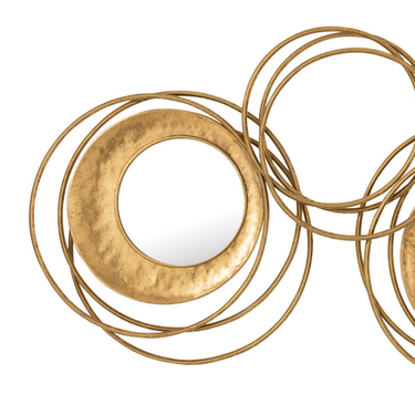 Decorazione Specchio Da Parete con Cerchi in Metallo e Vetro Colore Oro