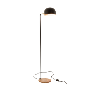 Piantana in Ferro h 130 cm Colore Nero con Base in Legno Naturale - Evy