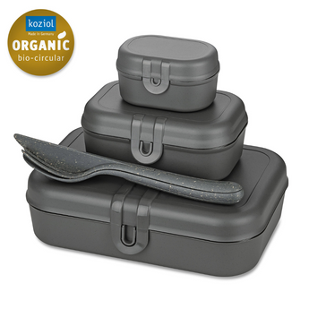 Set Porta Pranzo 3 Contenitori con Posate Colore Grigio - Pascal Ready Koziol