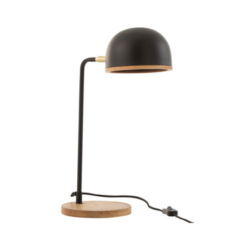 Lampada da Tavolo in Ferro Colore Nero e Legno Naturale h 48 cm - Evy