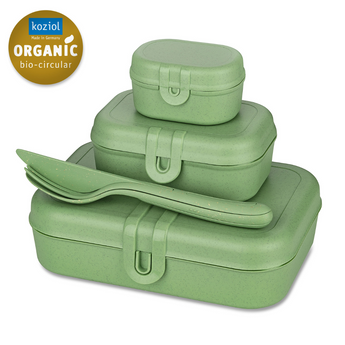 Set Porta Pranzo 3 Contenitori con Posate Colore Verde - Pascal Ready Koziol