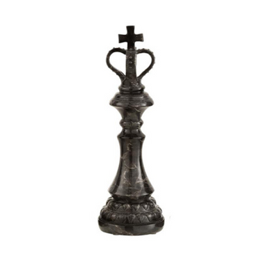 Statuetta Decorativa Pedina Scacchi Re in Resina effetto Marmo Nero h 38.5 cm