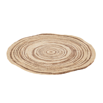 Tappeto Rotondo da Esterno in Bambù Colore Marrone e Beige Ø 79 cm