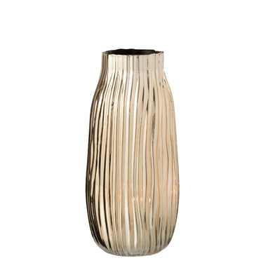 Vaso in Vetro con Incisione ad Onde Colore Oro h 30 cm - Notches