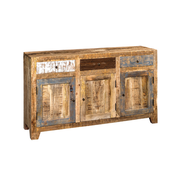 Madia in Legno Massello di Mango Colore Naturale Finiture Pastello Stile Rustico