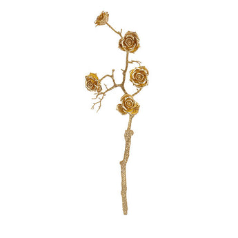 Set 5 Rose Decorative Glitterate per Albero colore Oro 50cm - Viron.it