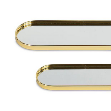 Set 2 Vassoio da Portata Ovali Specchiati in Metallo Colore Oro