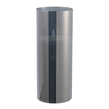 Candela Led in Vetro Colore Grigio con Cera Realistica h 25 cm