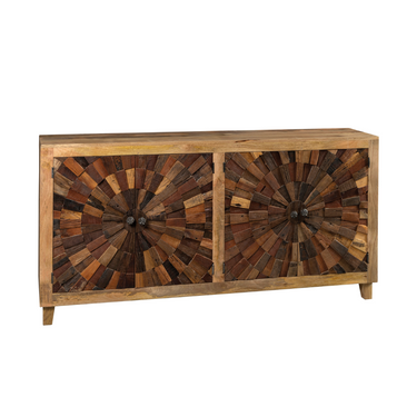 Madia in Legno di Mango con 4 Ante in Legno Riciclato Colore Naturale