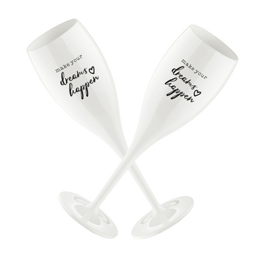 Set da 6 Bicchieri Champagne 100 ml Colore Bianco CHEERS No. 1 DREAMS HAPPEN Koziol