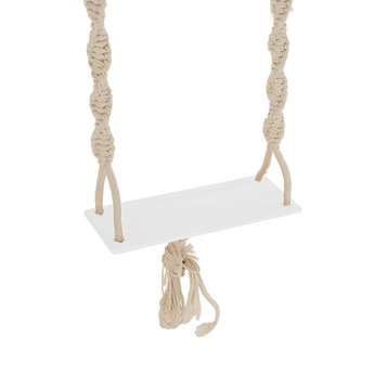 Altalena con Corde in Cotone Beige Stile Boho e Seduta in Legno - Swing