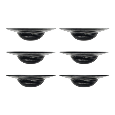 Set 6 Piatti Fondi 26 cm in Pasta di Vetro Colore Nero e Bianco