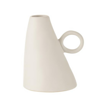 Vaso Decorativo per Fiori in Ceramica con Manico Colore Bianco h 17 cm