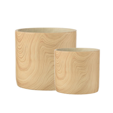 Portavaso Moderno in Cemento Effetto Legno Colore Naturale Ø 21.5 cm - Bosco