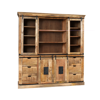 Vetrina Libreria in Legno di Mango Stile Industrial Colore Naturale