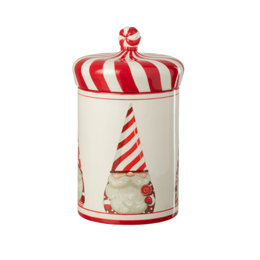 Barattolo Natalizio con Coperchio Babbo Natale Dolomite Rosso e Bianco h 26 cm