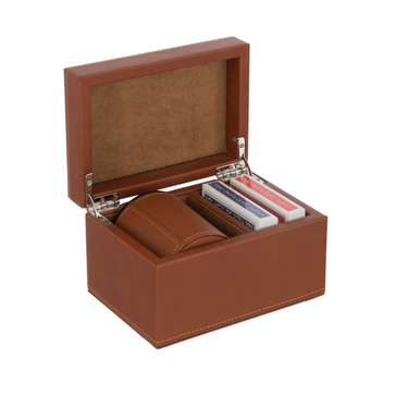 Scatola Giochi di Carte in Similpelle Colore Cognac