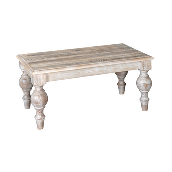 Tavolo Basso da Interno in Legno Colore Bianco Decapato 90 cm  - Rustic