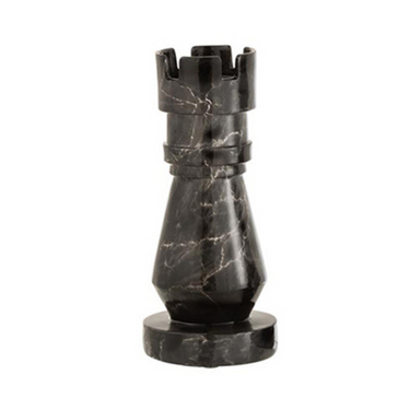 Statuetta Decorativa Pedina Scacchi Torre in Resina effetto Marmo Nero h 38.5 cm