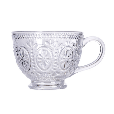 Tazza Mug Jumbo in Vetro Decoro a Fiori 420ml - Imperial Villa d'Este
