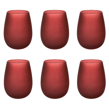 Set 6 Bicchieri Natale Rossi Effetto Satinato 600 ml Happy Hour  - Villa D'Este