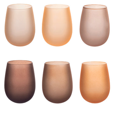 Set 6 Bicchieri Acqua 600 ml in Vetro Satinato Happy Hour Chocolate - Villa d'Este