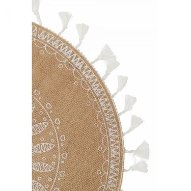 Set da 3 Tovagliette Tonde in Juta e Poliestere White Ø 38 cm – Villa D’Este