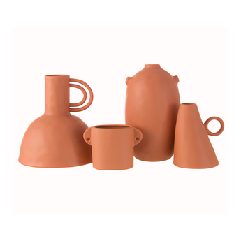 Vaso in Ceramica Forma Brocca con Manico Colore Terracotta h 25.5 cm