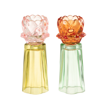 Set 2 Portacandele T-light in Vetro Colorato h 16,5 cm – Funlight