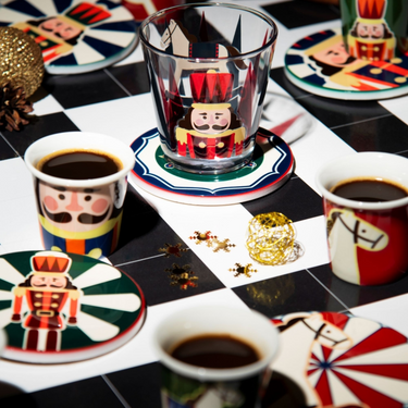 Set 4 Bicchieri Natale Vetro Decoro Schiaccianoci - Vintage Christmas