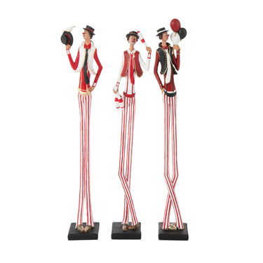 Set 3 Statue Clown Decorative h 84 cm in Poliresina