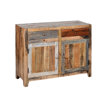 Madia in Legno Massello 2 Ante 2 Cassetti Colore Naturale Finiture Pastello Stile Rustico