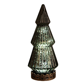 Lampada Led Decorativa Natalizia Albero di Natale in Vetro Verde h 16 cm